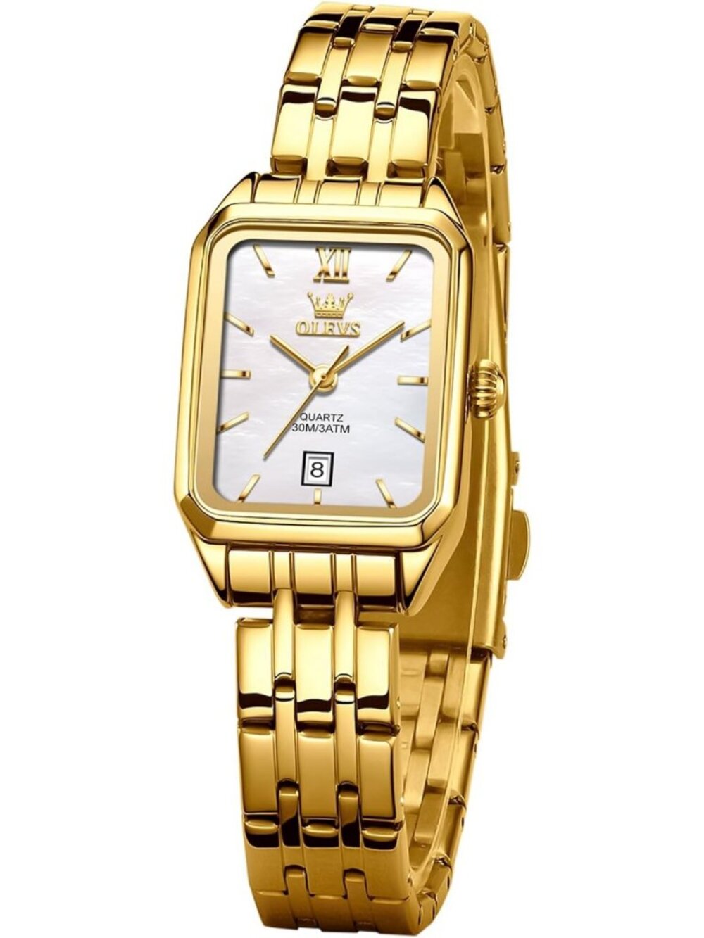 Elegant Gold Stainless Steel Square Watch for Women - Small Face, Stylish